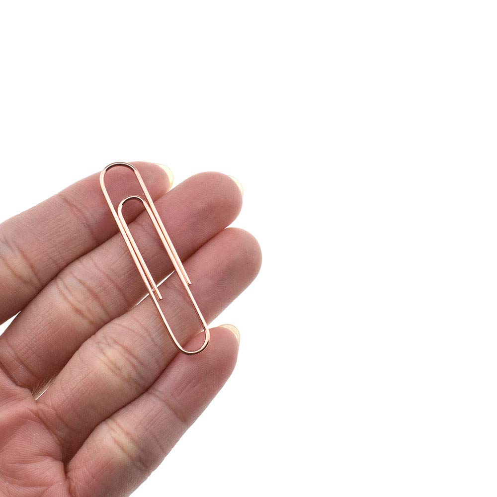 HAHIYO Paper Clips Large Sturdy 2 inches Length 70 Pack Paperclips Heavy Duty Tight Grip Rust Proof Reusable Metal Bright Rose Gold for Home Office School