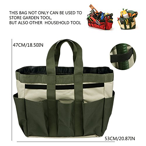 BlueStraw 5 Pieces Garden Tool Set Gardening Gifts Tools Including Rake, Weeder, Transplanter,Trowel, Garden Tote Heavy Duty Heads with Ergonomic Handles for Easy Fun Gardening