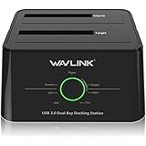 WAVLINK USB 3.0 to SATA (5Gbps) Dual-Bay Hard Drive Docking Station For 2.5 inch/3.5 Inch HDD,SSD Support Offline Clone / Backup /UASP Functions [8TB&times;2 ]-Black
