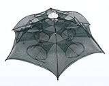 Windaze Portable Folded Fishing Net Landing Net Fish Shrimp Minnow Crayfish Crab Baits Cast Mesh Trap (Automatic 6 sides 12 Holes)