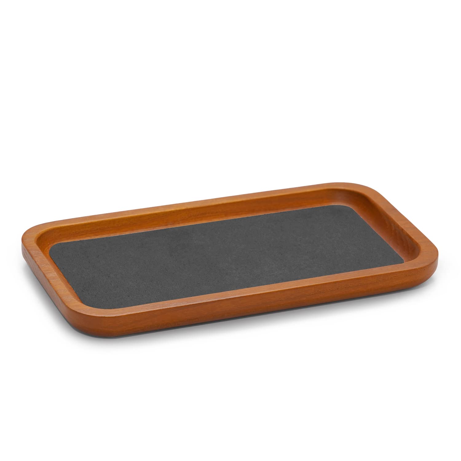 Photo 1 of Oirlv Solid Wood Jewelry Display Tray Small Jewelry Tray Rings Earrings Bracelets Necklace Holder Organizer(Rectangle, Grey)