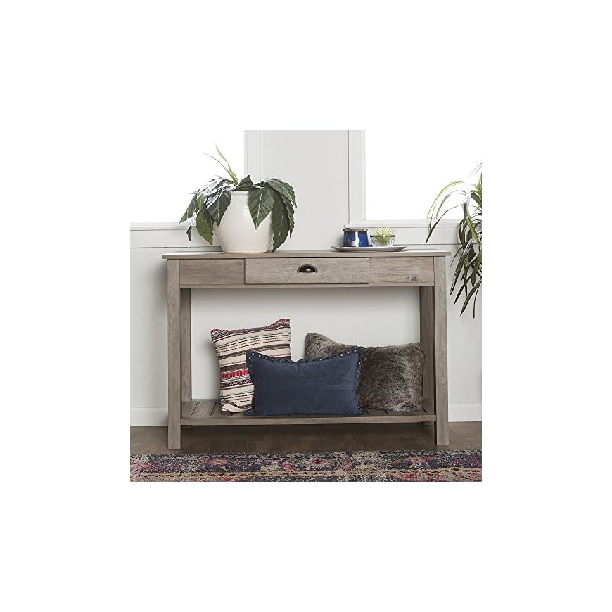 New 48 Inch Wide Country Style Sofa Table in Gray Wash Finish LAVORIST