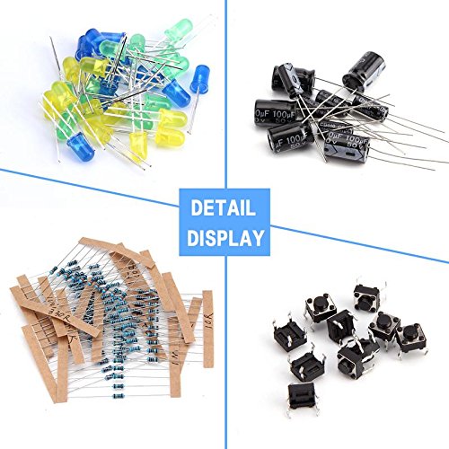 LAFVIN Electronics Component Basic Starter Kit with Flame Sensor,Precision Potentiometer, Buzzer, Capacitor Compatible with Arduino, MEGA2560