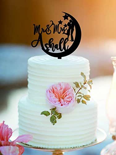 Amazon.com: Couple on the Moon Cake Topper/Forest them party: Handmade