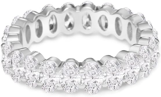 NYC SterlingWomen's .925 Silver Cubic Zirconia 5x3mm Oval-Cut Eternity Band Ring