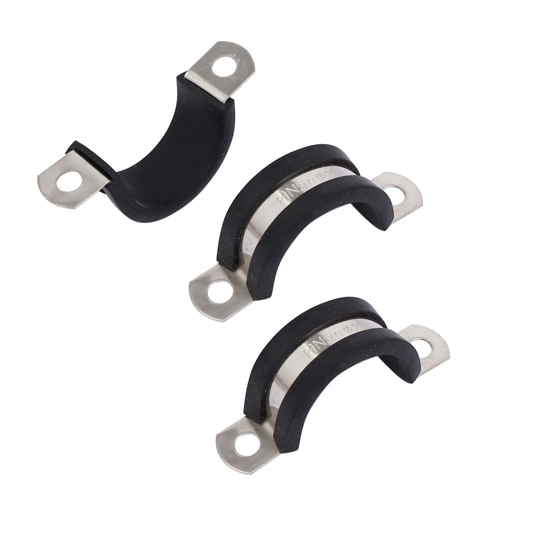 Sourcingmap 25mm Dia EPDM Rubber Lined U Shaped Pipe Tube Wire Clamps Clips 3pcs
