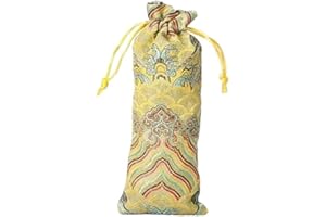 Embroidered Gift Pouch Silk Comb Storage Bag Drawstring Closure Hairbrush Bonito Tassel(Color 2)