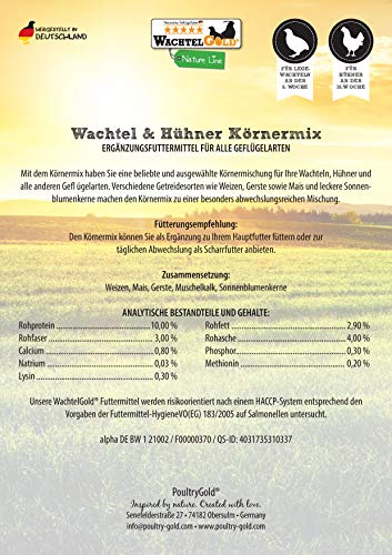 FederGold Körnermix â Hochwertige Getreidemischung für Wachteln, Hühner, Enten & Co. â Natürliche Energie & Verdauungsförderung mit Grit â Regional & Ohne Gentechnik – Bild 6