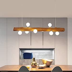 LED Luz Colgante Madera Rústica Mesa De Comedor Droplight Lámpara