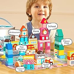Mideer Kids Wooden Building Blocks Set - 100 Pieces