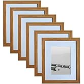 WARNDELIEM 8X10in Photo Frames Set of 6,Display Pictures 5x7in with Mat or 8x10in Without Mat,Picture Frame with Bamboo Grain for Wall Mounting or Table Top Display