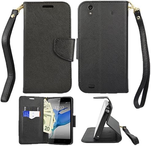 ZTE Quartz Z797C Case, ZTE Quartz Z797C Wallet Pouch Case Black Premium PU Leather Stand