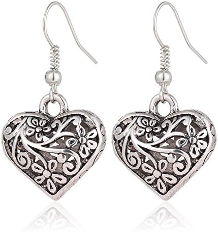 JIEPING Women Retro Hollow Carved Heart Shape Earring Fashion Lady Ear Stud
