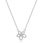Reffeer Solid 925 Sterling Silver CZ Flower Necklace Chain for Women Teen Girls Flower Pendant Necklace Choker