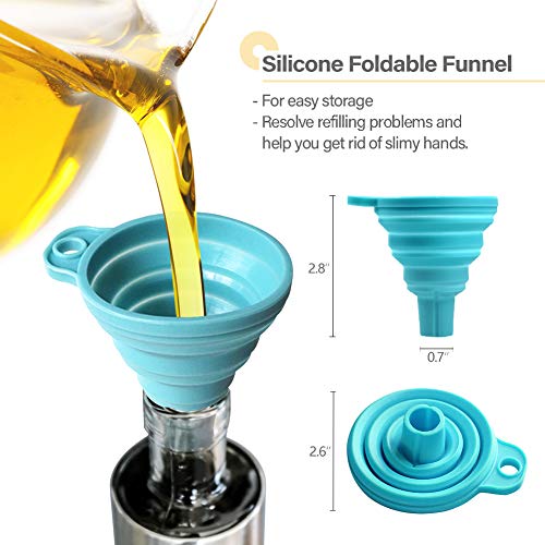 Oil and Vinegar Dispenser Set, Glass Olive Oil Vinegar Bottle Set with Stainless Steel Shell, 2-Pack 10.3 Oz[300ml] Oil & Vinegar Cruets with Drip-Free Pourers and Funnel for Easy Pouring - Thumbnail 3