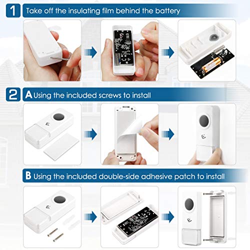 Wireless Doorbell, ELEPOWSTAR Door Bells & Chimes Kit with 1000ft Long