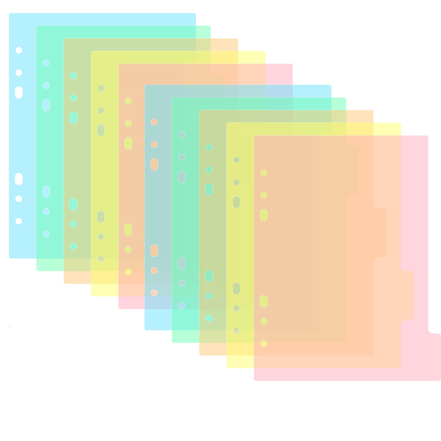 OTCRAFT 10 Pack Tab Dividers for Binders, Multicolor Tabs Customizable Table of Contents Reversible Tab Binder Dividers for 2/3/4/6Ring Binders (20.8×15.7 cm/8.2×6.2)