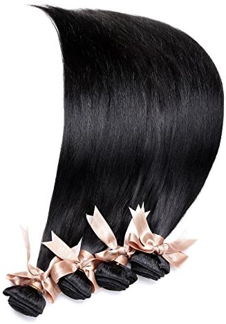 GoldRose Beauty Grade 7A Mix Length 16" 18" 20" 22"Brazilian Silky Straight Hair Weaving Natural Black Color Pack of 4 Bundles