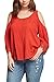 Dokotoo Womens Plus Size Gauze Crochet Trim Cold Shoulder Top Blouse