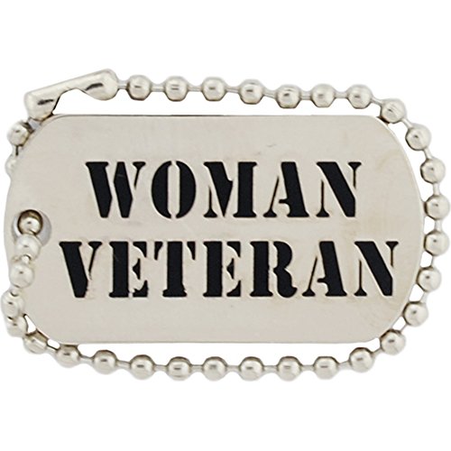 Woman Veteran Dog Tag Pin Keychain 1-1/4 Inches