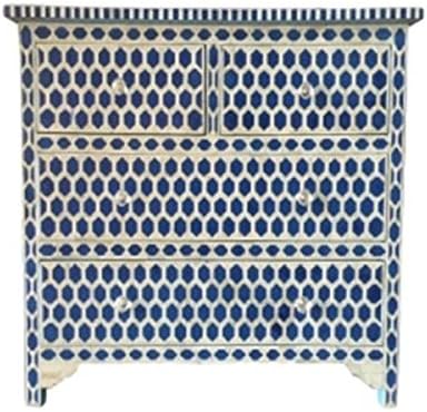 Bone Inlay Furniture - Modern Geometric Hexagon Dresser Sideboard Four 4 Drawers/CREDENZA
