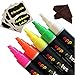 Liquid Chalk Markers Neon Color Bistro Set Includes 5 Reversible Tip Erasable Pens, 8 Chalkboard Labels and 1 Eraser Cloth. Dry Erase Markers for Glass, Blackboard, Kids Art & Car