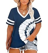 Asvivid Womens Plus Size Tops Summer Short Sleeve Crew Neck Loose Casual Tee T Shirt