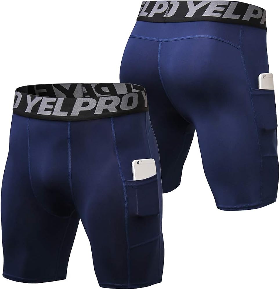 Lixada Men's Compression Shorts Pants Sports Baselayer Tights Active Workout Underwear Leggings with Pockets : Clothing