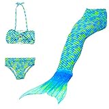 sophiashopping Girl's 3pcs Mermaid Tail Swimmable Princess Bikini Set Swimsuit