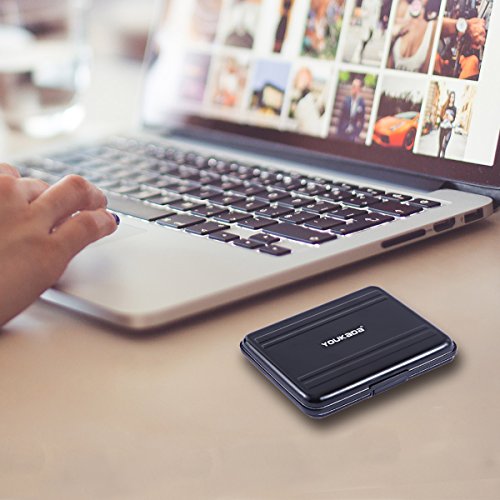 YOUKaDa Metal Memory Card Case Holder Water-Resistant Pocket-Sized SD Holder for 8 SD Cards & 8 Micro SD Cards (2 Pack-Black)
