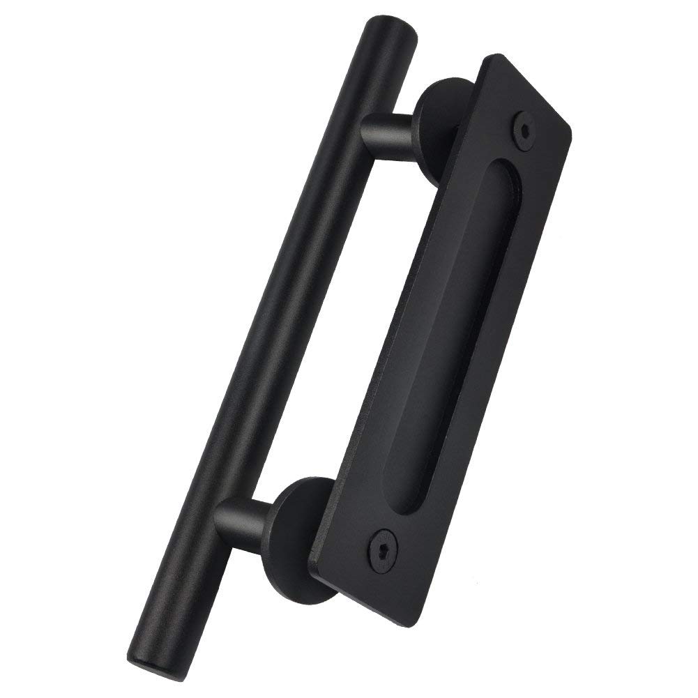 Barn Door Handles, Black Stainless Steel Vintage Sliding Door Handle, Barn Door Hardware Kit, with Oval Shape Design and Polished Edge, for Sliding Barn Doors, Closet Doors, Wine Cellars