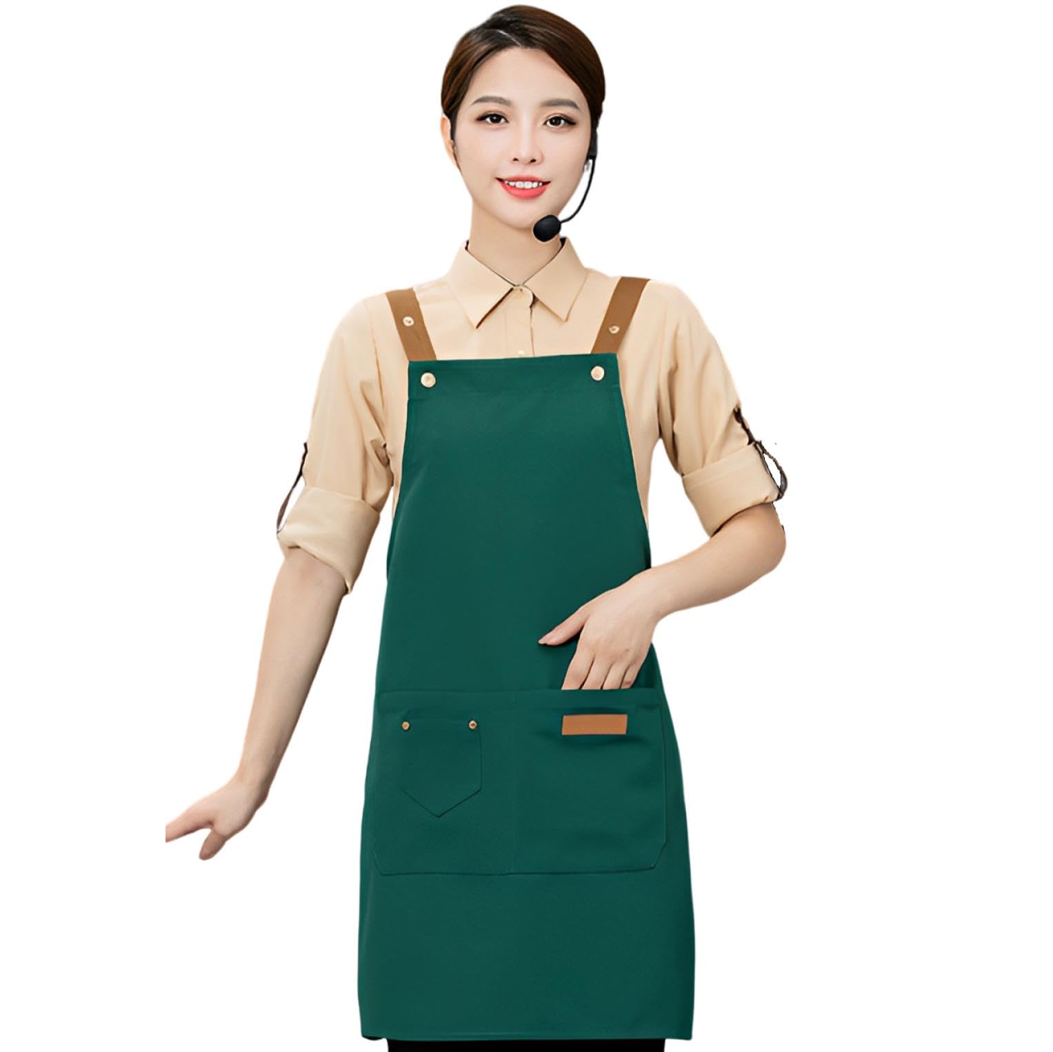 [fogman] エプロン カフェエプロン おしゃれ かわいい メンズ レディース 防水 防油 シンプル (グリーン)商品画像