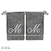 Monogrammed Hand Towel, Personalized Gift, 16 x 30 Inches - Set of 2 - Silver Embroidered Towel - Extra Absorbent 100% Turkish Cotton- Soft Terry Finish - for Bathroom, Kitchen and Spa- Script M Gray