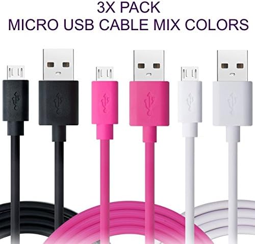 HD Enjoy 3 Feet Heavy Duty Durable Dual Layer Shield High Speed USB to Micro USB Charging Data Cable for BlackBerry Porsche Design P'9983 smartphone (3x VALUE PACK-COLORFUL)
