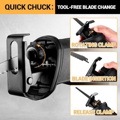 Reciprocating Saw DEKOPRO 710W Electric Wood Saw with 4 Blades, 2800 SPM Variable Speed, 20 mm Stroke, for Wood and Metal Cutting