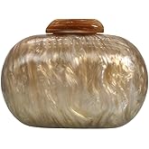 GSYPS Acrylic Evening Clutch Bag for Women Shell Shape Shoulder Crossbody Bag Glitter Marble Purse Handbag