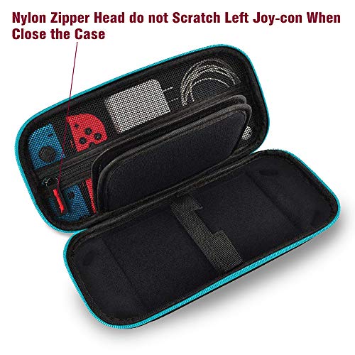 Aukor Carrying Case for Nintendo Switch with 20 Games Cartridge Holders, Protective Hard Shell Travel Carrying Case Pouch for Nintendo Switch Console Accessories, Blue