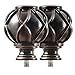 KAMANINA Replacement Finials for 1 Inch Curtain rods,Drapery Rod Finials, Antique Bronze, Netted Texture, Set of 2, M6 Standard Screw