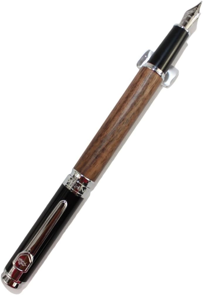 Gullor Noble Jinhao 8802 Brown wood M nib fountain pen with black cap, Brown and Black - Image 4