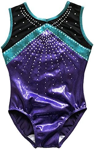 Demi Sport Gymnastics Leotard With Rhinestone Sleeveless TL006 (CLA, Purple)
