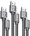 JSAUX USB Type C Cable 3A Fast Charging, [3-Pack 1+3.3+6.6Ft] USB-C Charge Nylon Braided Cord for Samsung Galaxy S20 S10 S9 S8,USB C Charger and More-Grey