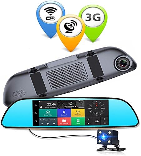 Anstar 3G Car DVR 6.86 Inch Dash Cam Android 5.0 GPS Navigation Touch Screen Mirror Accident Recorder Dual Lens Camera Full HD 1080P Rear Parking WiFi FM Cam Recorder with 16G TF Card