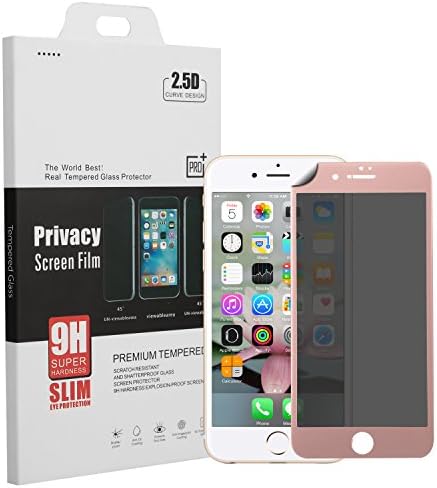 BuySShow Curved iPhone 6 Plus Privacy Screen Protector 5.5 inches Privacy Screen iPhone 6 Plus Privacy Tempered Glass Anti Spy 0.3mm 9H Hardness Full Screen (iPhone 6 Plus Rose Gold)