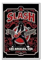 Slash Whiskey Label Poster Magnetic Notice Board Silver Framed - 96.5 x 66 cms (Approx 38 x 26 inches)