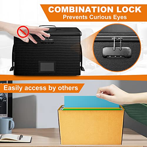 Tabiger Fireproof File Box with Lock, Fireproof Document Box, Document