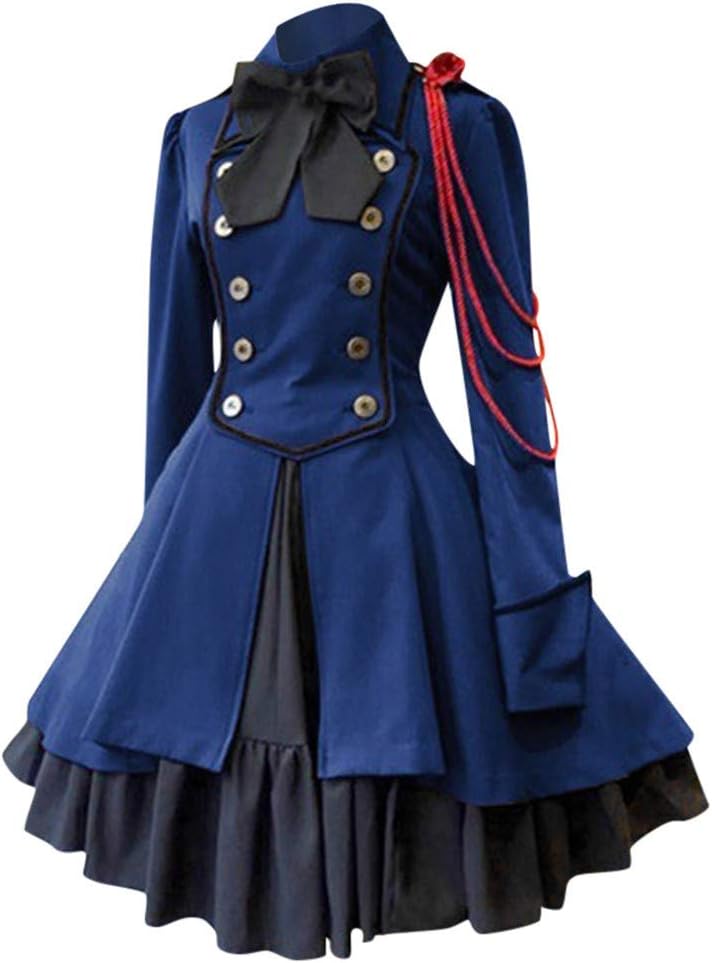 Women's Vintage Dress Prom Swing Cocktail Party Dress Fashion Gothic Court Square Collar Patchwork Princess Dress