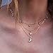 Barogirl Gold Layered Necklace Chain Moon Pendant Dainty Choker Necklaces for Women and Girls