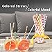 Sangabery 250-Pack Biodegradable Paper Straws - 10 Different Colors Rainbow Stripe Paper Drinking Straws - Bulk Paper Straws for Juices, Shakes, Smoothies, Christmas, Party Supplies Decorations