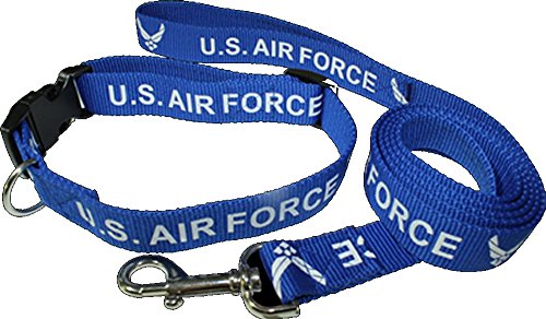 Blue US Air Force Wings Dog Collar and Leash (Licensed by US Air Force)