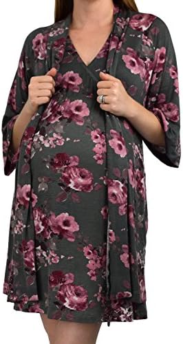 Embrace Your Bump 2 in 1 Super Soft Maternity & Nursing Nightgown & Robe Set